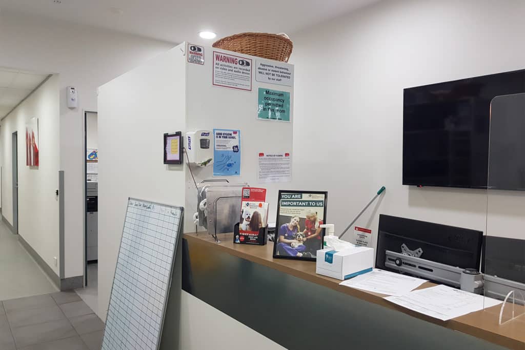 An Underwood vet reception area at Animal Emergency Service Underwood